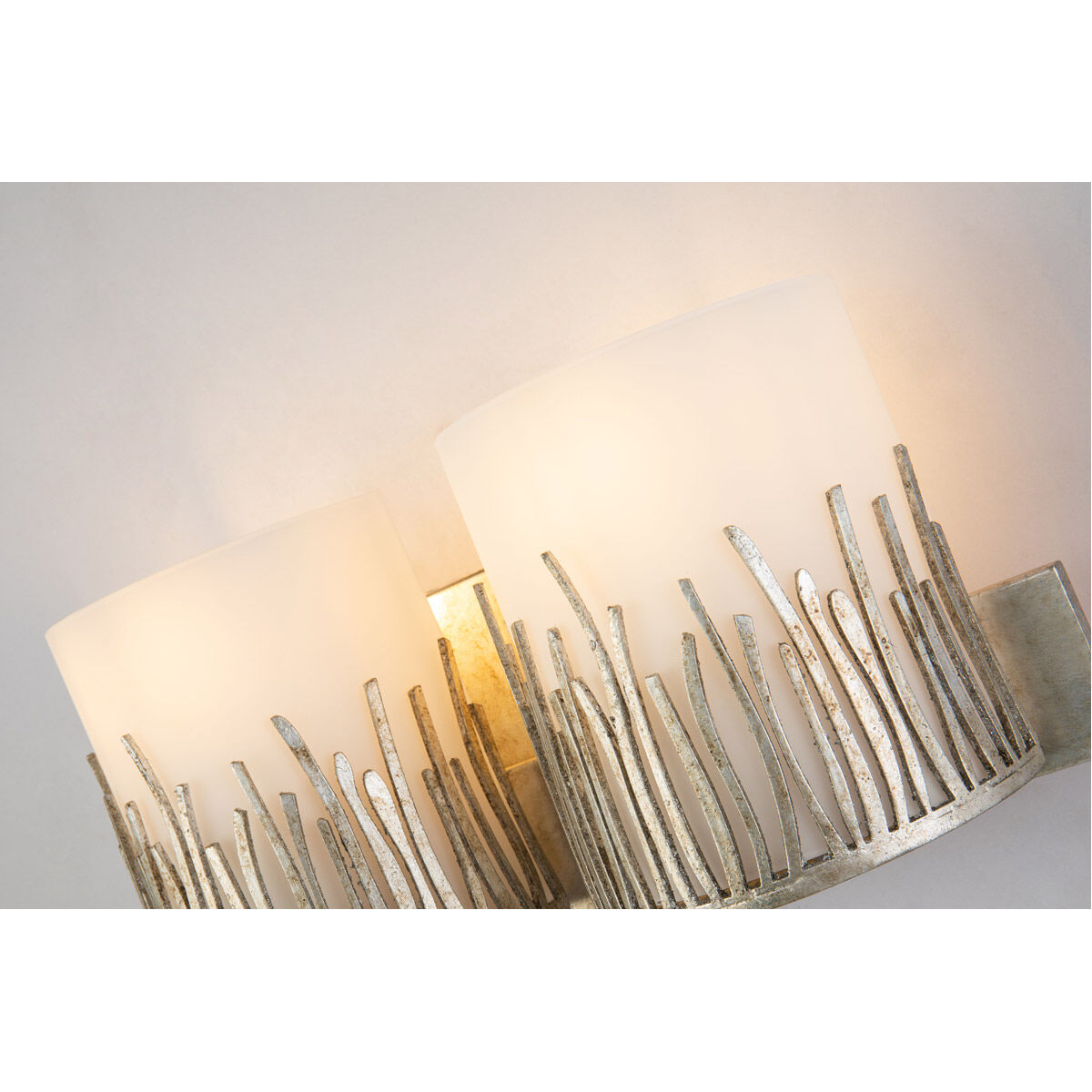 Sawgrass 2 Light 15 inch Silver Bath Light Wall Light in Silver Leaf with Antique